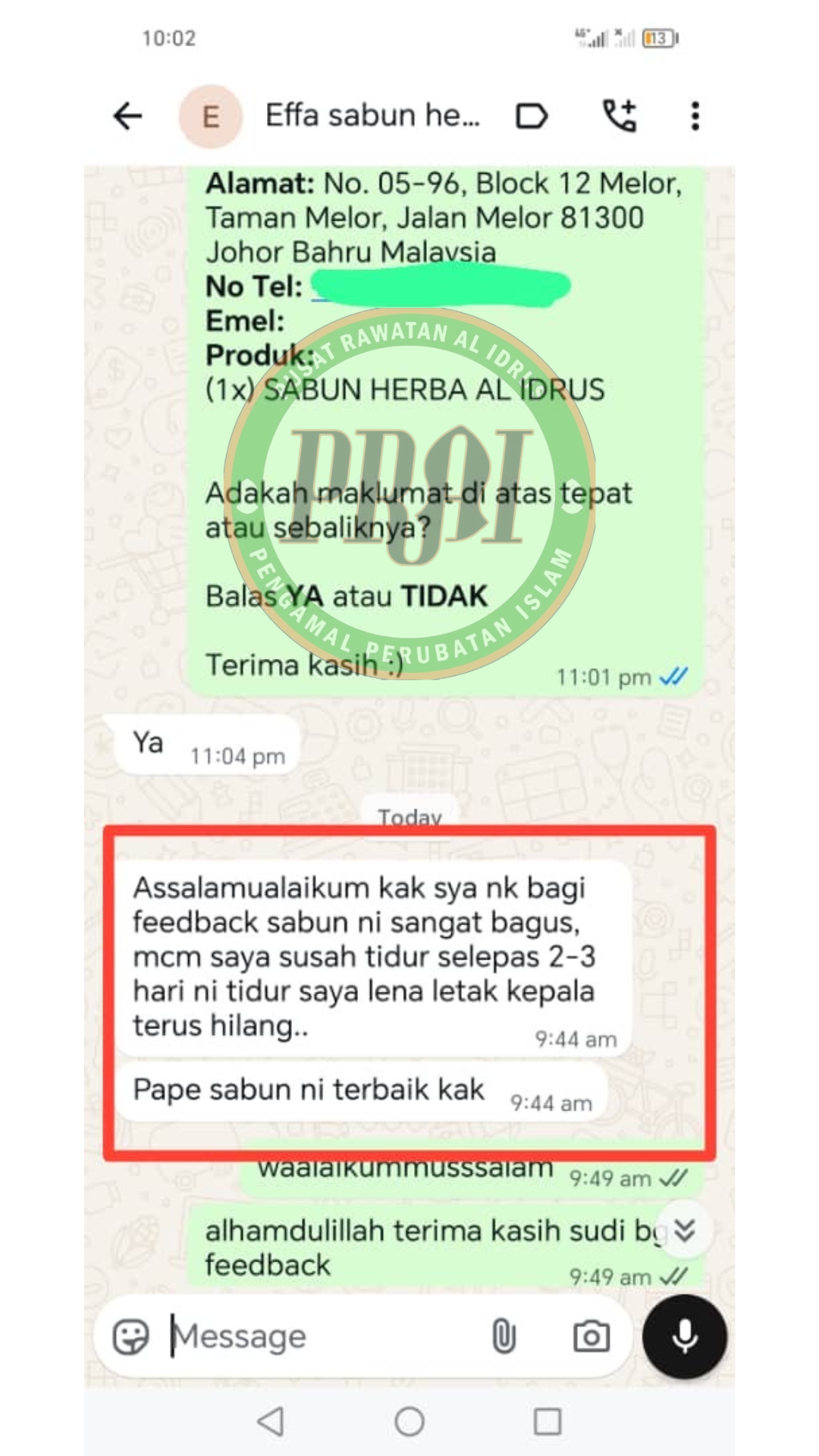 Testimoni WhatsApp 3
